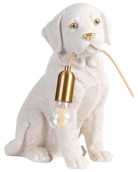Stolná lampa biela umelá živica zvierací motív nočná lampa na čítanie v tvare šteniatka labradora obývacia izba spálňa glamour štýl