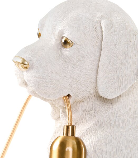Stolná lampa biela umelá živica zvierací motív nočná lampa na čítanie v tvare šteniatka labradora obývacia izba spálňa glamour štýl