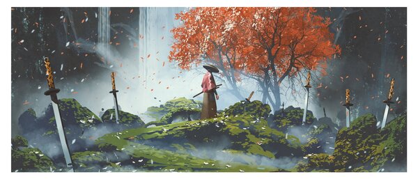 Obraz - Ilustrácie záhrady mečov (120x50 cm)