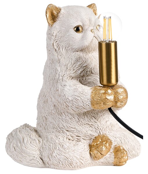 Stolná lampa biela umelá živica zvierací motív nočná lampa na čítanie v tvare mačky obývacia izba spálňa glamour štýl