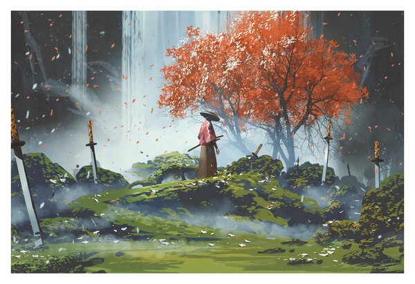 Obraz - Ilustrácie záhrady mečov (90x60 cm)