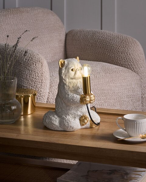Stolná lampa biela umelá živica zvierací motív nočná lampa na čítanie v tvare mačky obývacia izba spálňa glamour štýl