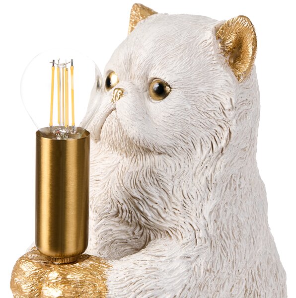 Stolná lampa biela umelá živica zvierací motív nočná lampa na čítanie v tvare mačky obývacia izba spálňa glamour štýl