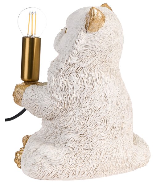 Stolná lampa biela umelá živica zvierací motív nočná lampa na čítanie v tvare mačky obývacia izba spálňa glamour štýl