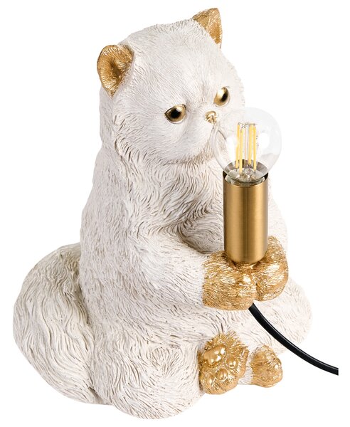 Stolná lampa biela umelá živica zvierací motív nočná lampa na čítanie v tvare mačky obývacia izba spálňa glamour štýl