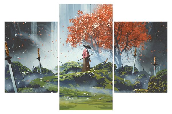Obraz - Ilustrácie záhrady mečov (90x60 cm)