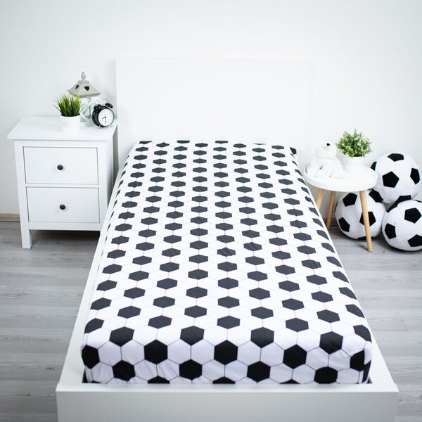 Bavlnená prestieradlo s motívom Futbal - 90 x 200 + 25 cm