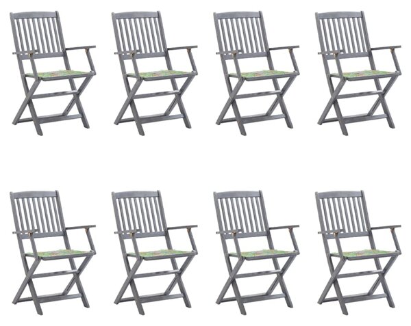 Skladacie vonkajšie stoličky 8 ks s podložkami akáciový masív