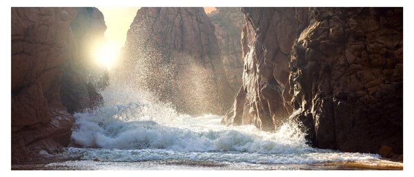 Obraz - Skaly a vlny oceánu (120x50 cm)