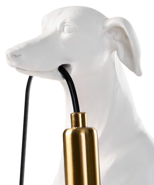 Stolná lampa biela umelá živica zvierací motív nočná lampa na čítanie v tvare chrta obývacia izba spálňa glamour štýl