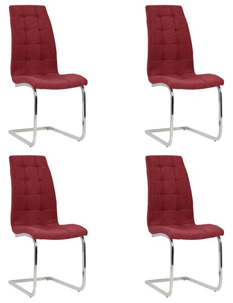 Jedálenské stoličky, perová kostra 4 ks, vínovočervené, látka
