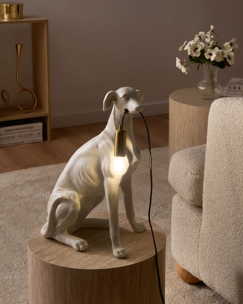 Stolná lampa biela umelá živica zvierací motív nočná lampa na čítanie v tvare chrta obývacia izba spálňa glamour štýl