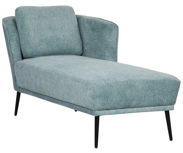 Ľavostranná leňoška modré látkové čalúnenie s vankúšom retro štýl nábytok do obývacej izby