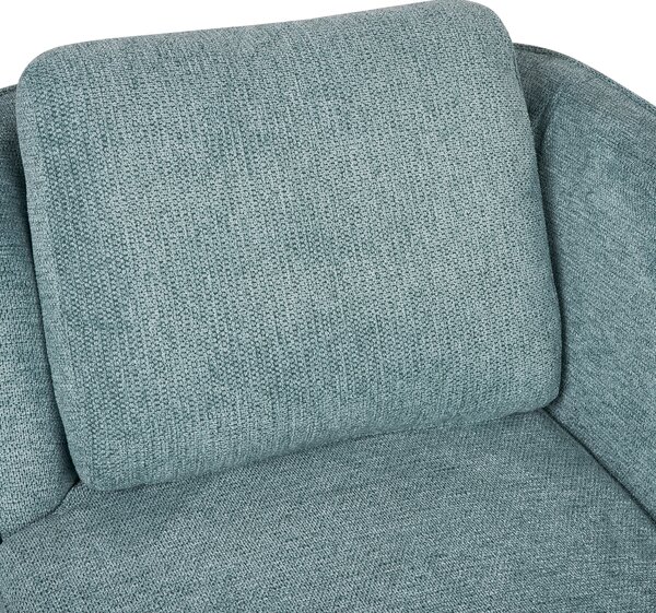 Ľavostranná leňoška modré látkové čalúnenie s vankúšom retro štýl nábytok do obývacej izby