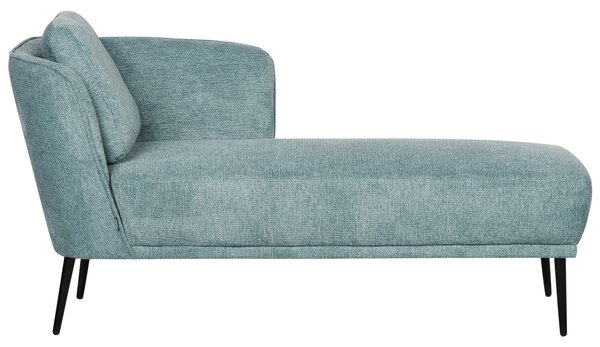 Ľavostranná leňoška modré látkové čalúnenie s vankúšom retro štýl nábytok do obývacej izby