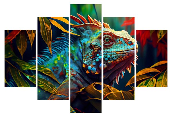 Obraz - Farebný leguán (150x105 cm)