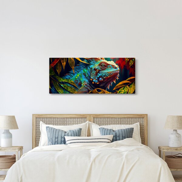 Obraz - Farebný leguán (120x50 cm)