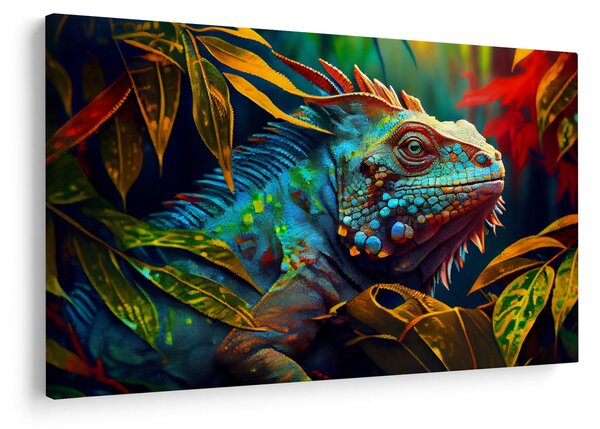 Obraz - Farebný leguán (90x60 cm)