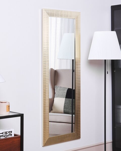 Závesné zrkadlo na stenu zlaté 50 x 130 cm zarámované moderná súčasná obývacia izba chodba