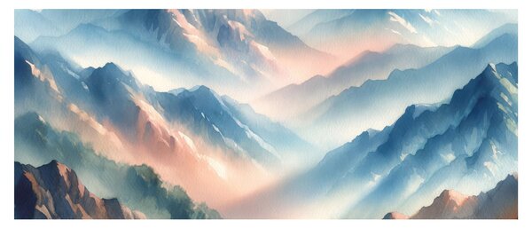 Obraz - Akvarelové hory (120x50 cm)