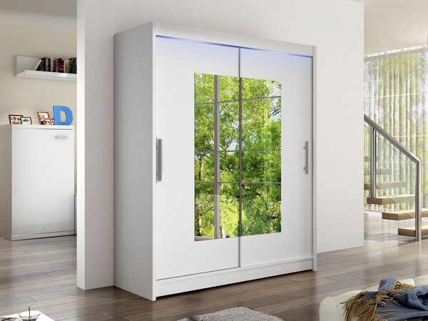 Mirjan24 Šatníková skriňa s posuvnými dverami Presto III, Farby: trufel, Osvetlenie: osvetlenie LED RGB - farebné 5902928552379