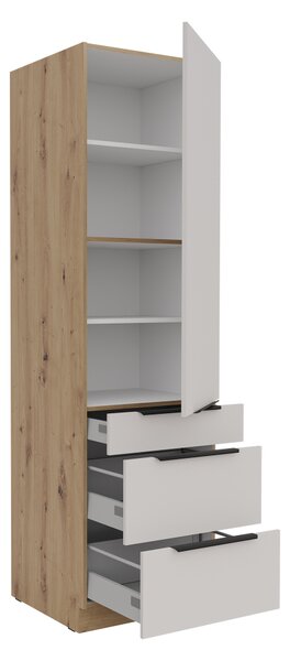Mirjan24 Vysoká kuchynská skrinka so zásuvkami Solea 60 DKS-210 3S 1F, Farby: dub artisan / kašmír 5903211473173
