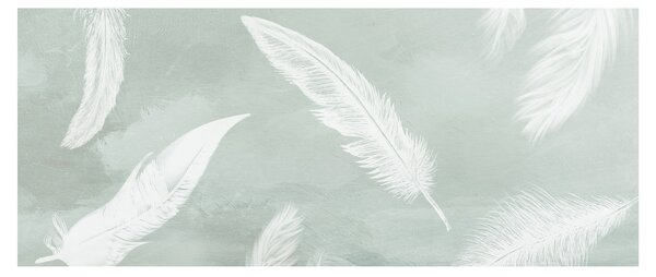 Obraz - Biele pierka (120x50 cm)