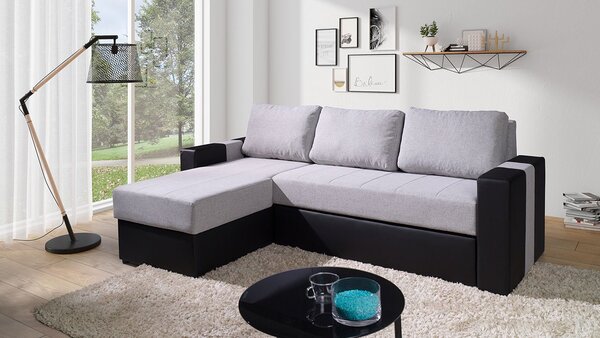 Mirjan24 Rohová sedacia súprava Nado, Dostupné poťahy: Ekokoža Soft 011 (čierna) + Aura 15, Strana: pravá 5902928266436