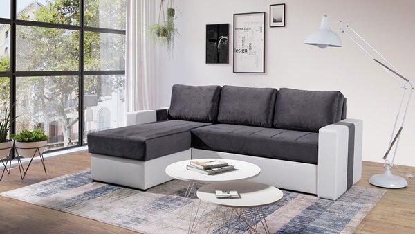 Mirjan24 Rohová sedacia súprava Nado, Dostupné poťahy: Ekokoža Soft 011 (čierna) + Aura 15, Strana: pravá 5902928266436