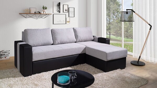 Mirjan24 Rohová sedacia súprava Nado, Dostupné poťahy: Ekokoža Soft 011 (čierna) + Aura 15, Strana: pravá 5902928266436