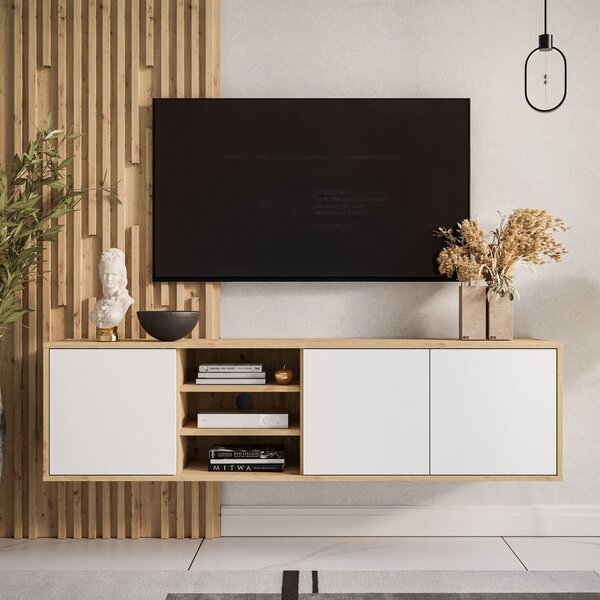 TV STOLÍK ALWIN DUB ARTISAN BIELY 156 cm