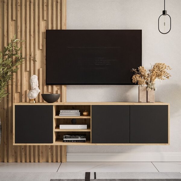 TV STOLÍK ALWIN DUB ARTISAN ČIERNY 156 cm