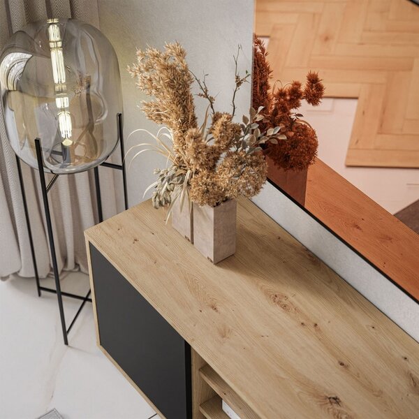 TV STOLÍK ALWIN DUB ARTISAN ČIERNY 156 cm