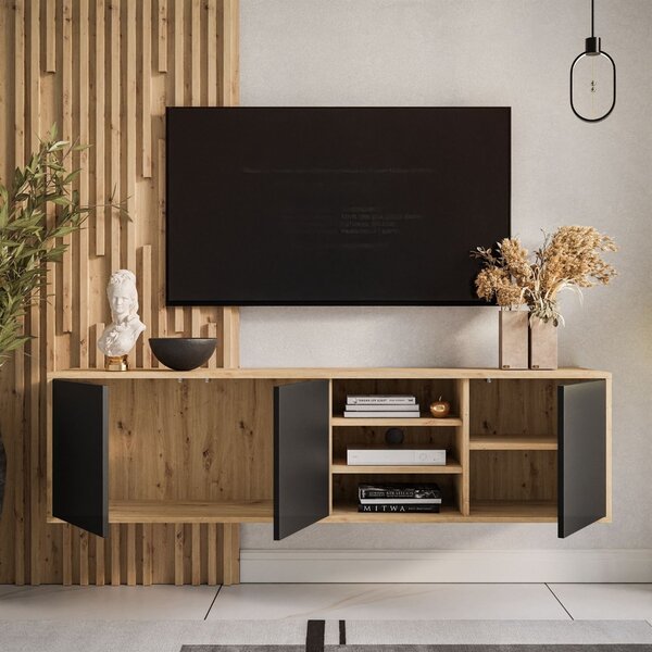 TV STOLÍK ALWIN DUB ARTISAN ČIERNY 156 cm