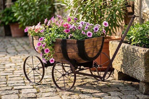 Kvetináč Strend Pro Woodeff, 41,5x29x19cm, whiskey barel wagon