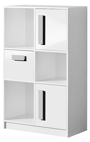 Mirjan24 Komoda 80 vysoká Raliv RL07, Farby: biela / tyrkysový lesk, úchtky : biela 5902928245196