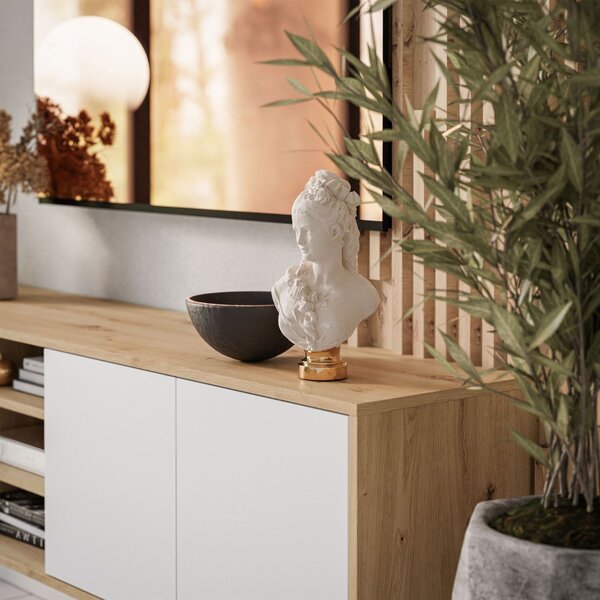 TV STOLÍK ALWIN DUB ARTISAN BIELY 156 cm