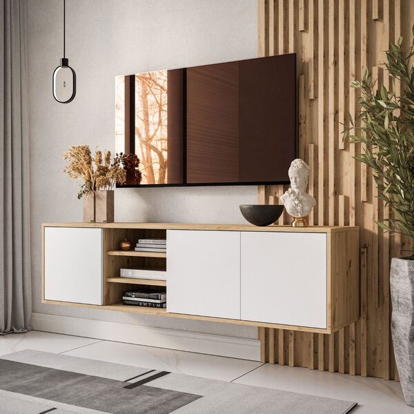 TV STOLÍK ALWIN DUB ARTISAN BIELY 156 cm
