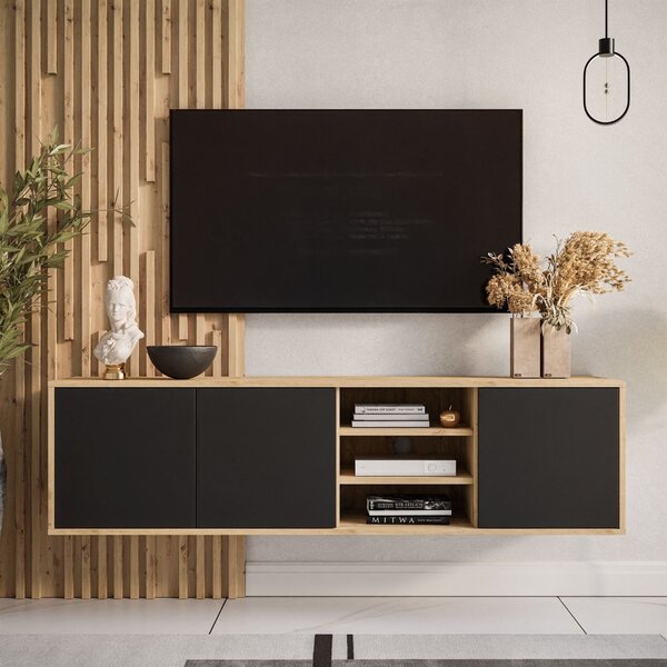 TV STOLÍK ALWIN DUB ARTISAN ČIERNY 156 cm