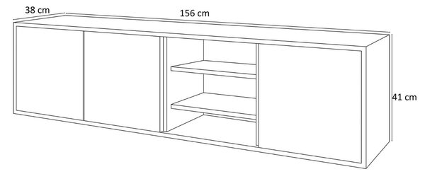 TV STOLÍK ALWIN DUB ARTISAN ČIERNY 156 cm