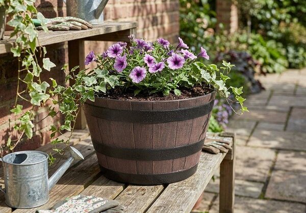 Kvetináč Strend Pro Woodeff, 39x28 cm, teak, truhlík, efekt dreva