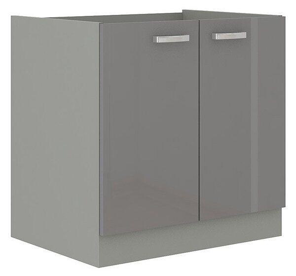 Mirjan24 Skrinka pod drez Multiline 80 ZL 2F BB, Farby: šedý / biely lesk, Drez: nie 5902928216677