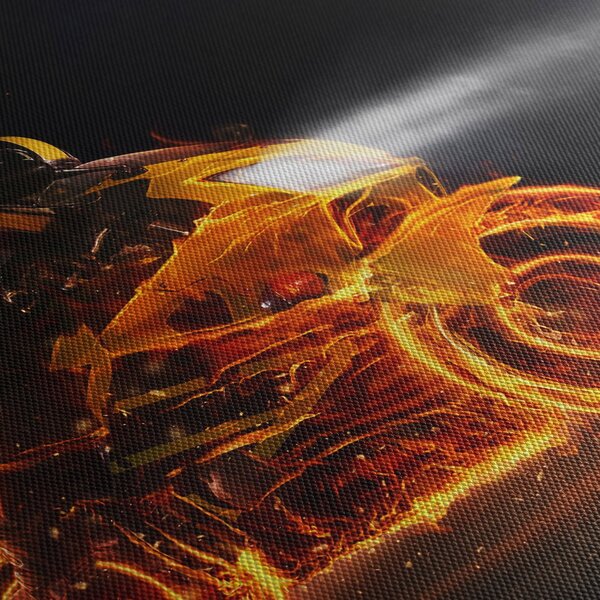Obraz - Motorkár s plameňmi (120x50 cm)