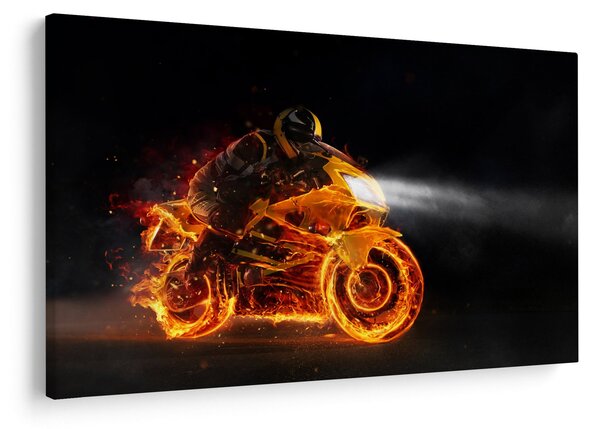 Obraz - Motorkár s plameňmi (90x60 cm)