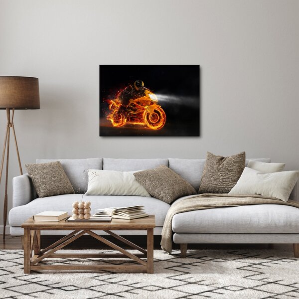 Obraz - Motorkár s plameňmi (70x50 cm)