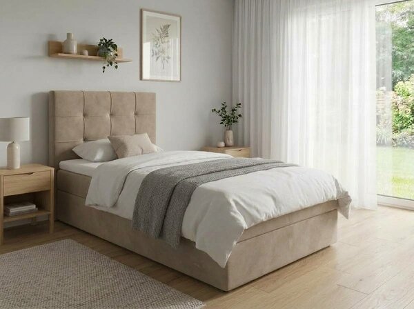 Čalúnená posteľ boxspring DIRELIS TRINITY 90x200 cm béžová Matrac: Matrac Bonell pružinový