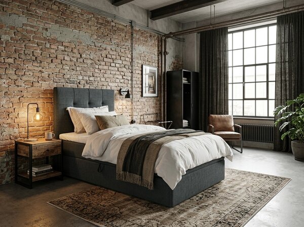 Čalúnená posteľ boxspring DIRELIS VIBE 90x200 cm tmavosivá Matrac: Matrac Bonell pružinový
