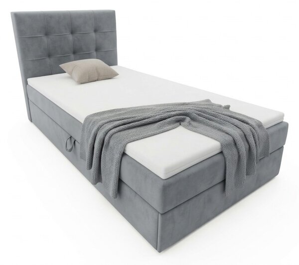 Čalúnená posteľ boxspring DIRELIS TRINITY 90x200 cm sivá Matrac: Matrac Bonell pružinový