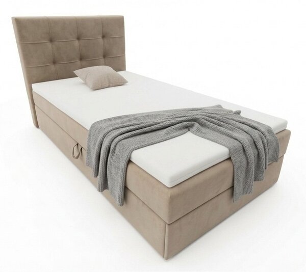 Čalúnená posteľ boxspring DIRELIS TRINITY 90x200 cm béžová Matrac: Matrac Bonell pružinový