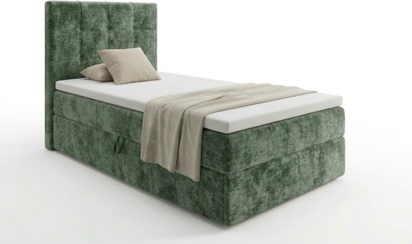 Čalúnená posteľ boxspring DIRELIS VIBE 90x200 cm tmavozelená Matrac: Matrac Bonell pružinový